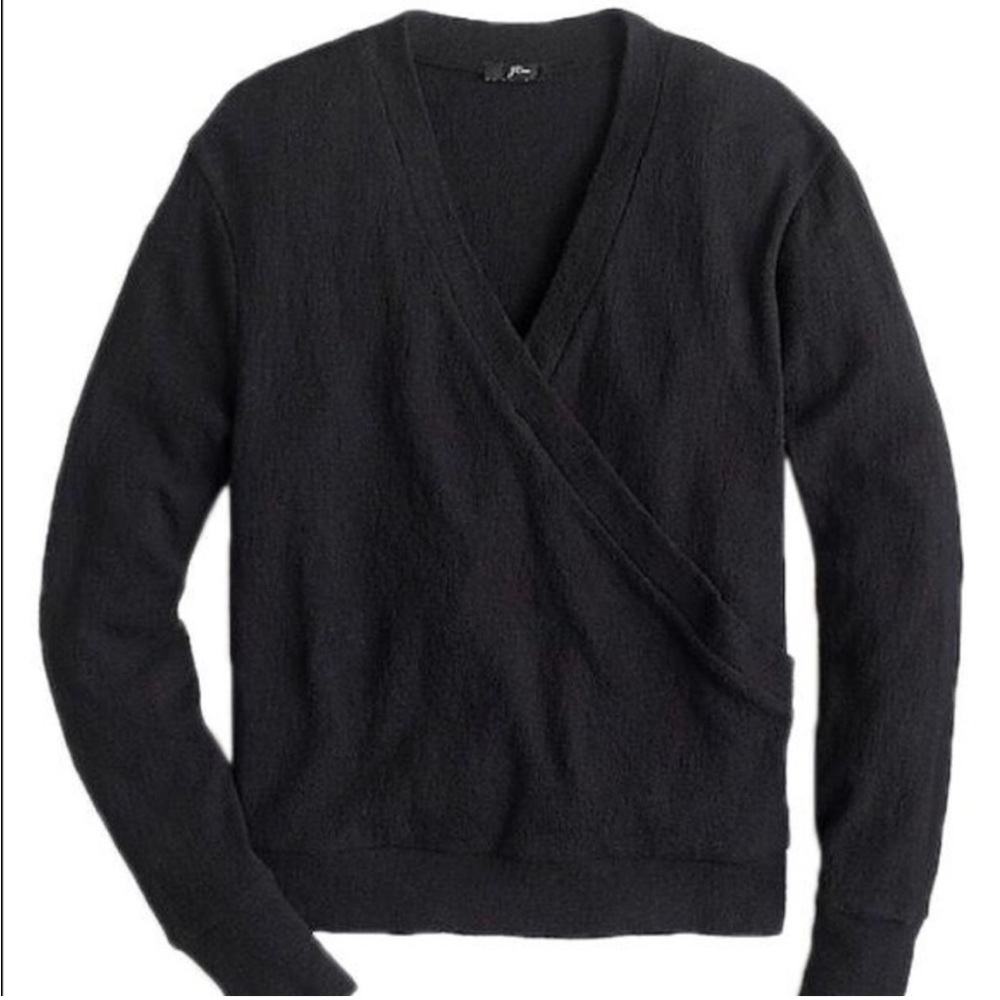 J Crew Faux Wrap Top Black Size Medium